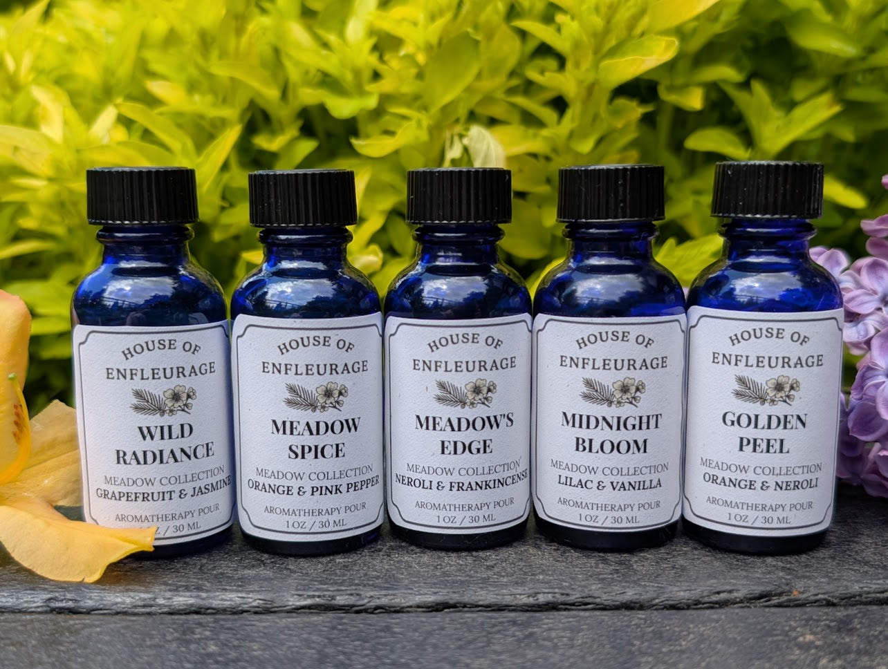 Meadow Aromatherapy Pour Set – 5 Wildcrafted Essential Oil Blends (1 oz each)