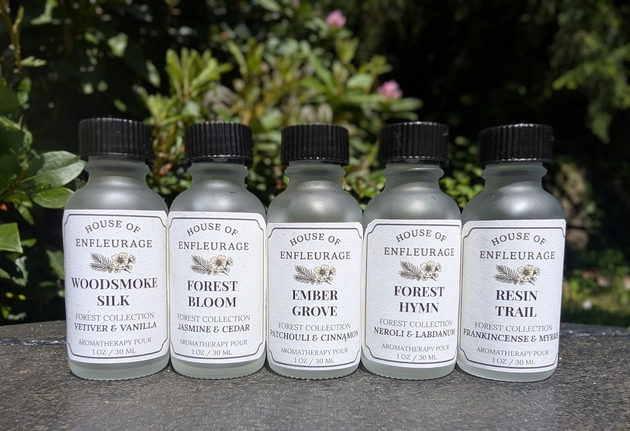 Forest Aromatherapy Pour Set – 5 Wildcrafted Essential Oil Blends (1 oz each)